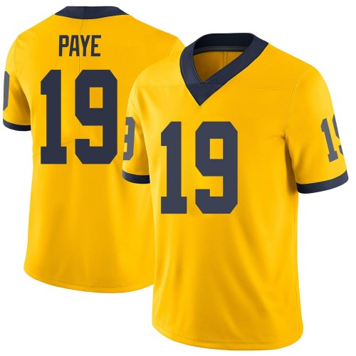 Kwity Paye Michigan Wolverines Youth NCAA #19 Maize Limited Brand Jordan College Stitched Football Jersey QPL3654CJ